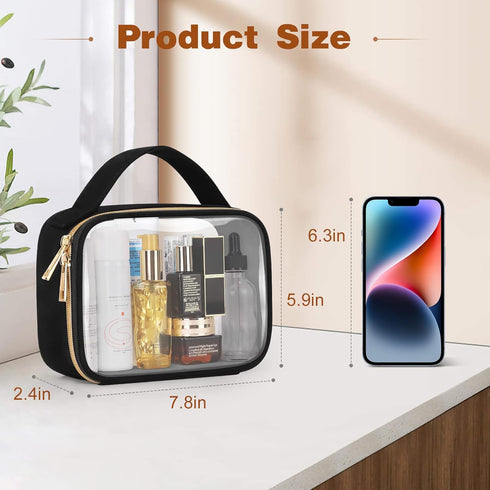 Wedama TSA Approved Toiletry Bag, 4 Pack Clear Makeup Bags with Handles, Quart Size Clear Toiletry Bags, PVC Clear Cosmetic Bags for Women and Men...