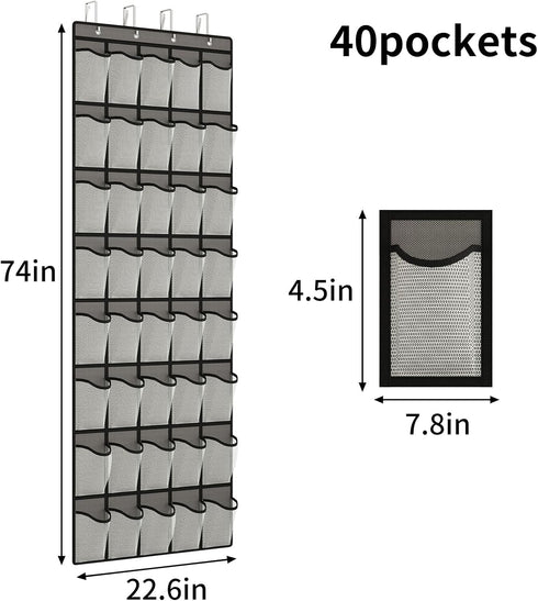 Fixwal Over The Door Shoe Organizers 40 Mesh Pockets Hanging Shoe Organizer Shoe Rack For Closet Entryway Bedroom Bathroom Pantry Shoe Holder, Men...