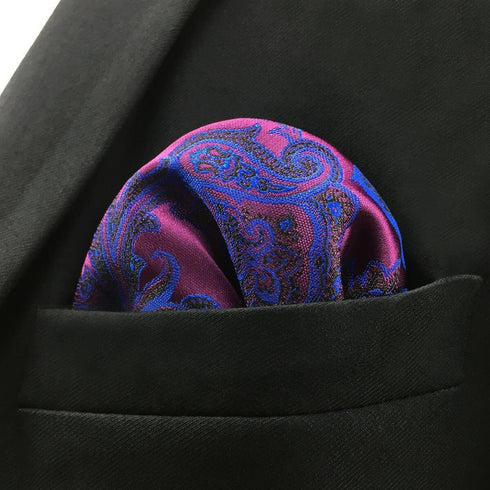 SHLAX&WING Mens Pocket Square Purple Geomitric Handkerchieves Silk Hanky...