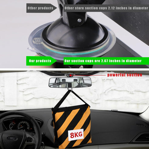 Car Rear View Mirror with Suction Cup, 9.4'' Anti-Glare Wide Angle Auto Inside Rearview Mirror, 360 Degree Adjustable Reduce Blind Spots, Universa...