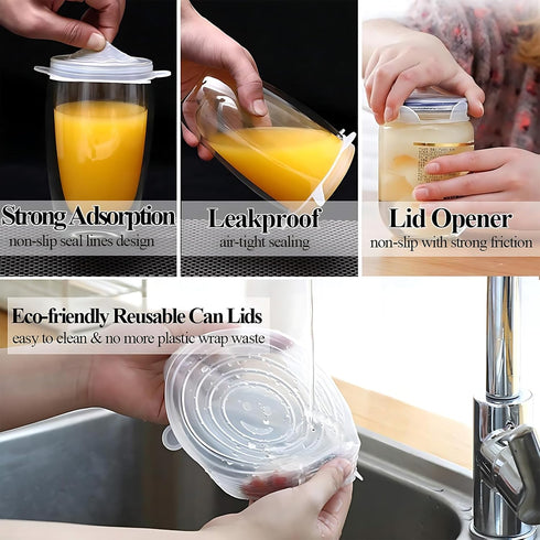 Adpartner Silicone Stretch Lids Pet Food Can Covers (10-Pack, 2.6in+3.74in), Reusable BPA-free Storage Covers for Soda/Beer Cans, Regular and Wide...