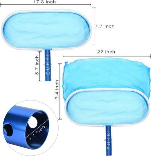 Pool Skimmer Net - Heavy Duty Pool Net Pool Skimmer Deep Bag Leaf Cleaning Pool Rake Fine Mesh Net, Aluminum Frame Skimmer for above Ground Pool...