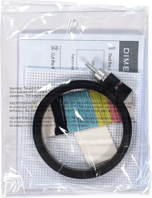 DIMENSIONS Colorful Llama Counted Cross Stitch Kit for Beginners, 11 Ct. White Aida Cloth, Finished Project 3" Diameter, Multicolor 5 Piece...