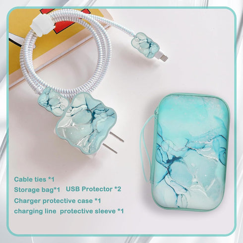 CameCosy DIY Phone Charger Cover Storage Sets USB Earphone Wire Saver Cable Organizer with Travel Storage Bag, Soft Cute Cable Protector Phone Cha...