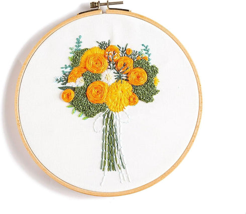 Jekocet ? Embroidery Kit for Beginners with Flower Pattern Cross Stitch Stamped Embroidery Starter Kit Needlepoint Kits for Adults - Orange......