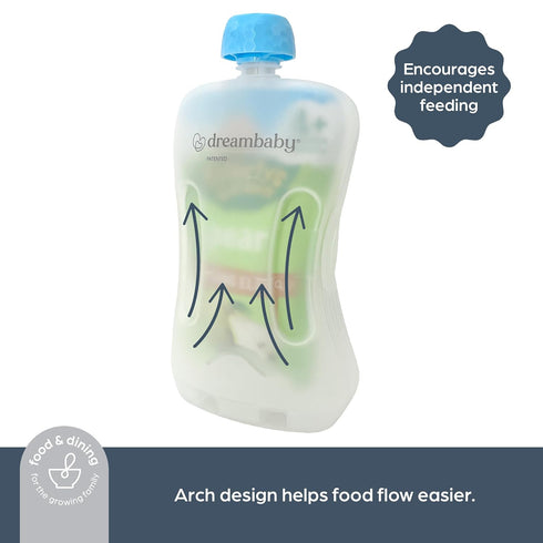 Dreambaby Pouch Pal Self-Feeding Baby Food Pouch Holder - No Squeeze, No Spill, No Mess Reusable Container for Baby Led Weaning...