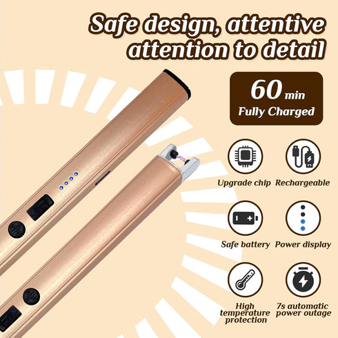 2 PCS Candle Lighter,Windproof Flameless Electric Lighter with LED Power Display ? Safety Switch, Upgraded Plasma USB Rechargeable Lighter for Bir...