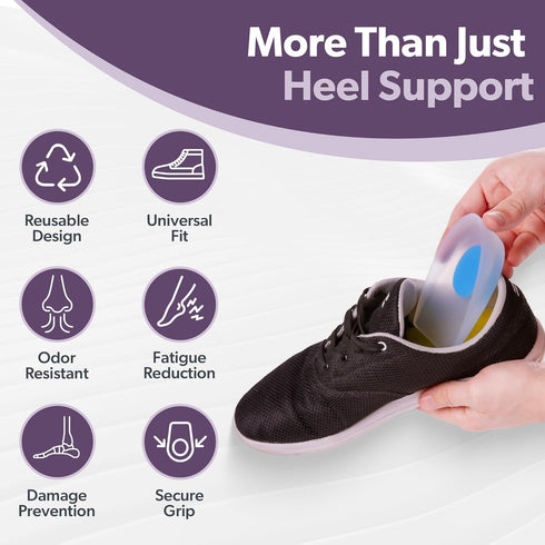 BraceAbility Heel Spur Cups | Medical-Grade Silicone Plantar Fasciitis Insole Cushion Pads, Gel Foot Orthotic & Shoe Insert Protectors (Pair - Lar...