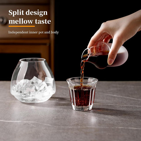 Bincoo Cold Brew Coffee Maker, 180ml/6 oz Iced Coffee Maker Double Borosilicate Glass, separate inner chamber and jug Iced Tea Maker Cold Brew Cof...