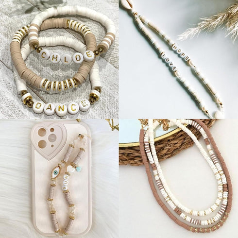 Bracelet Making Kit, 6 Color 4000pcs Neutral Clay Beads Bracelet Making Kit for Adult, Heishi Beads for Jewelry Making, Clay Beads for Friendship ...