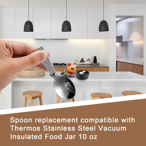 3pcs Replacement Spoon for Thermos, Foldable Spoon Portable Stainless Steel Spoon for Outdoors Travel Replacement Parts Compatible with Thermos Fu...