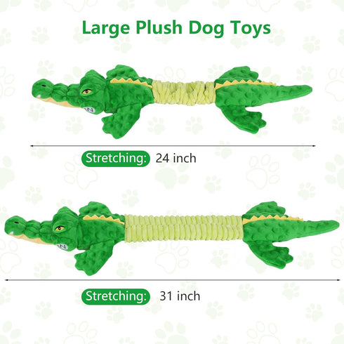 Large Squeaky Dog Toys, Interactive Puppy Toys with Crinkle Paper, Pull Tug of War Dog Toy, Plush Dog Chew Toys for Small, Medium, Large Breed...