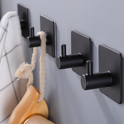 YIGII Adhesive Hooks/Towel Hook - Wall Hooks Stick on Hooks Heavy Duty for Hanging Towels/Coat/Hat/Bag in Bathroom, Bedroom, Dorm, SUS-304 Stainle...