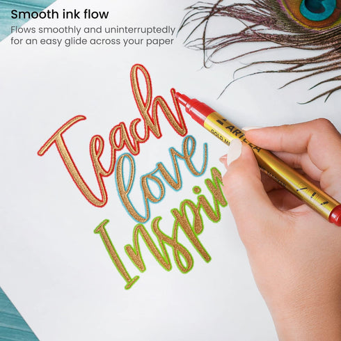 Arteza Double Outline Markers, 16 Colours, Gold Marker Pens, Create Metallic Lines with Vivid Colour Outlines, Work on Cards, Paper, and Canvas...