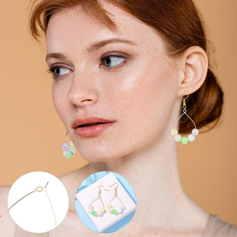 OIIKI 3 Pairs Gold Geometric Earring Hoops for Women, 18k Gold Plated Metal Beading Hooks for Earring, Hypoallergenic Wire Hoop Earring Supplies f...