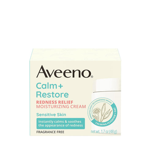 Aveeno Calm + Restore Facial Cream for Redness Relief, Soothing Face Moisturizer for Sensitive Skin, Hypoallergenic Formula, Fragrance-Free, 1.7 O...