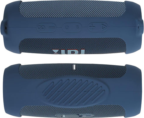 for JBL Charge 5 Waterproof Bluetooth Speaker Silicone Cover Case, Portable Silicone Travel Case with Carabiner, Protective Skin Case (Blue Case) ...