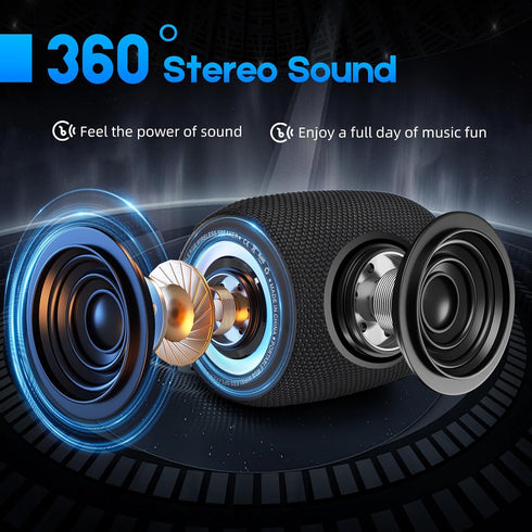 Portable Bluetooth Speaker, BT5.3 Wireless Speaker 20W Bass Diaphragms with Multi LED Light Dynamic Modes, IPX6 Waterproof 16H Playtime supports F...