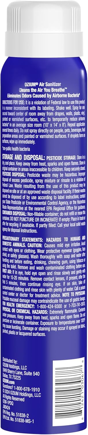 Ozium 3.5 Oz. Air Sanitizer & Odor Eliminator for Homes, Cars, Offices and More, Original Scent,(Pack of 2), clear...