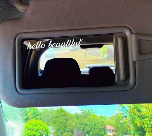AG- 2 Pack Hello Beautiful Vanity Rear View Mirror Self-Motivation Decal Sticker for Car Windows Mirrors Decals for Women Self-affirmation Decal...
