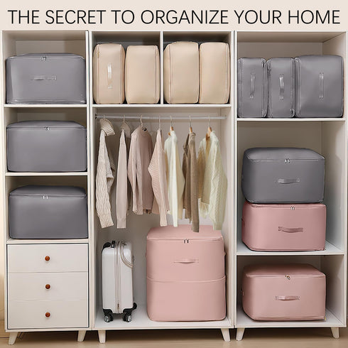 Ultra Space-Saving Self-Compression Organizer, Storage Tote for Space Saving, Clothes Compression Bag, Expandable Moving Organizer Bags for Comfor...