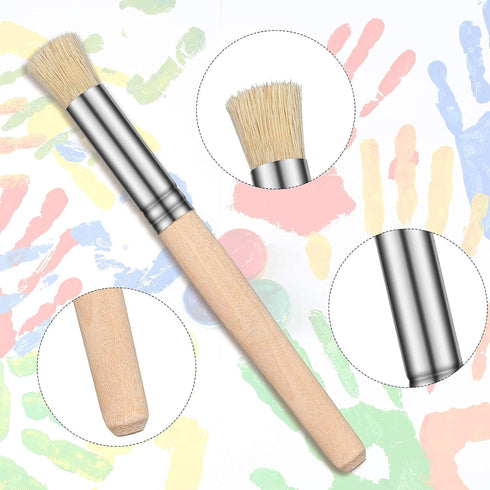 Wooden Stencil Brushes Natural Stencil Bristle Brushes Dome Art Painting Brushes Wood Paint Template Brush for Acrylic Oil Watercolor Art Painting...