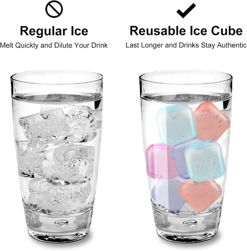 Tngan 65 Pack Color-changing Reusable Ice Cube, Plastic Ice Cubes for Drinks, Washable Refreezable BPA Free, Non-Melting Ice Cubes for Whiskey, Co...