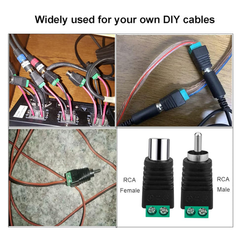 RCA to Speaker Wire Adapter, 10Pcs RCA to AV Screw Terminal Connector Phono RCA Male Female Plug Solderless Converter Audio/Video Speaker Wires Co...