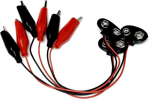 Corpco 9v Battery Snap Connector to Dual Alligator Clips Cable (Pack of 3)...