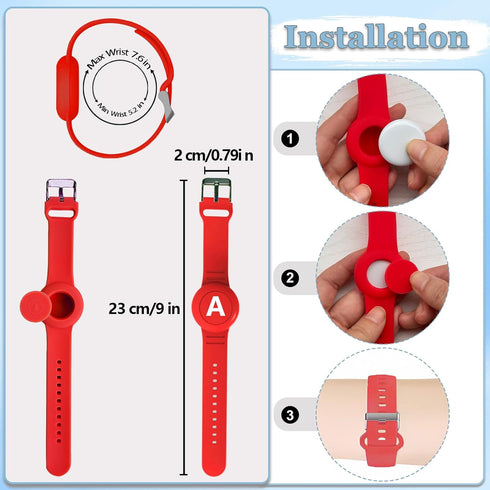 Waterproof AirTag Bracelet for Kids, Personalized Initial Letter AirTag Hidden Holder Compatible with Apple Air Tag, Silicone Airtag Case Adjustab...