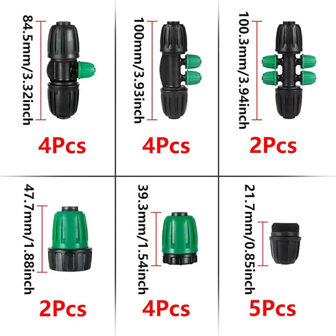 US Standard Faucet Adapter 2pc, 3/4 "Faucet to 1/2" Drip Irrigation Fitting,2pc 6-way Connector 4pc 4-way Connector 4pc 3-way Connector 4pc 1/2 En...