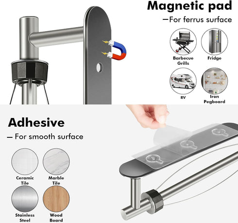 Magnetic Paper Towel Holder, One Hand Operable Paper Towel Holder Wall Mount with Strong Magnetic Backing and Self-Adhesive for Kitchen Refrigerat...