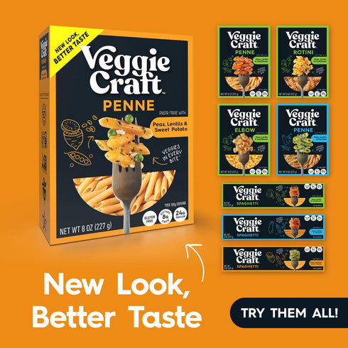 Veggiecraft Farms Penne Pasta - Low Carb Pasta, High Protein, Made with Sweet Potato, Lentil & Peas, Gluten Free, Plant Based Pasta Noodles, High ...