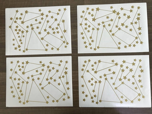 190 Gold Star Constellation Wall Decal Kids Bedroom Removable Decoration Outer Space Nursery Sticekrs Zodiac Astronomy Art Mural Decor ZB162 (Gold...