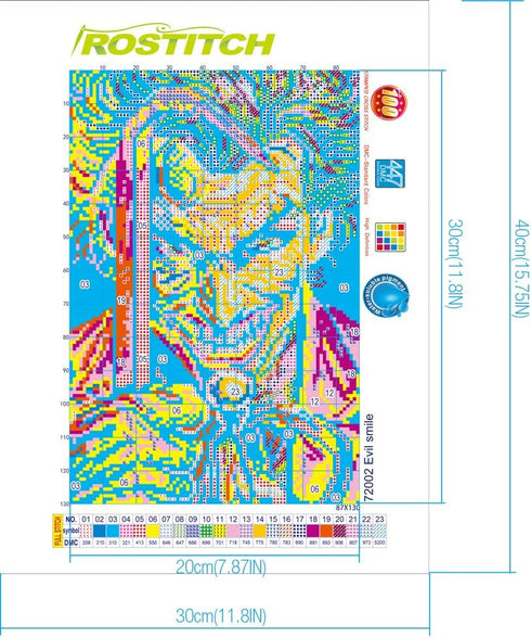 ROSTITCH Evil Smile All Clear Cross Stitch Kits - Counted Cross Stitch Kits Stamped Cross-Stitch Love Story Needlepoint Counted Kits Beginners,Emb...