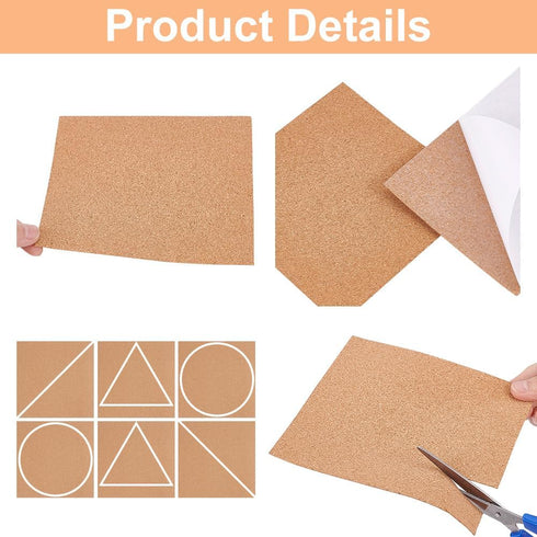 BENECREAT 8 Pack Self-Adhesive Cork Sheets 1mm Thick A4 Rectangle Insulation Cork Backing Sheets for Coaster, Wall Decoration, Wedding Party, DIY ...