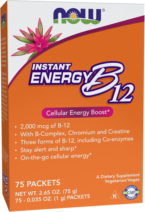 NOW Supplements, Instant Energy B-12 (2,000 mcg of B-12 per packet), Cellular Energy Boost*, 75 Packets...