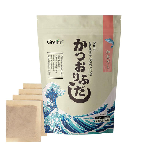 Grelim Dashi Stock Japan Dashi Soup 18 Packets, Natural Domestic Ingredients, Additive Free, MSG Free, Made in Japan Extremely Tasty 8g x 18 Pacs ...