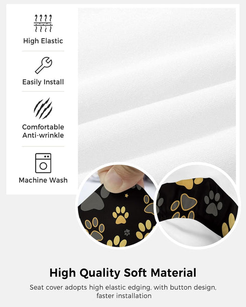 Computer Office Chair Cover Yellow Paw Print Black Background Protective & Stretchable Desk Chair Covers Soft Polyester Universal Rotating Chair S...