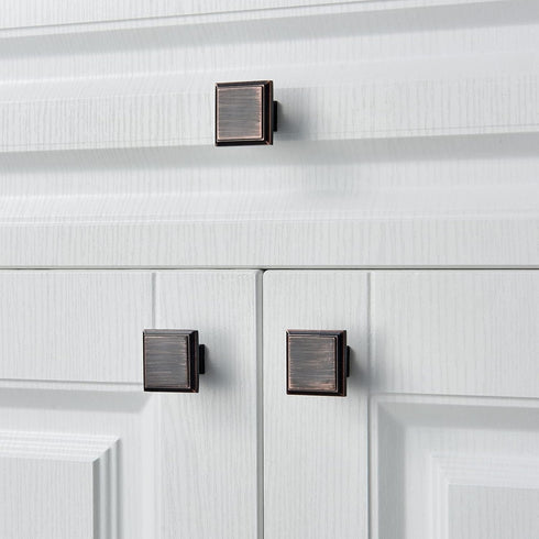 Square Knobs - 10 Pack / 1.3 Inch, Oil Rubbed Bronze Cabinet Pulls Vintage for Furniture Knobs, Kitchen Knobs, Farmhouse Knobs and Drawer Pulls, B...