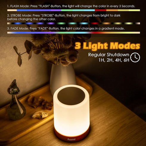 Night Light, LED Touch Bedside Table Lamp, Muti-Colour, USB Rechargeable, Remote Control, Portable Lamp for Baby Bedroom, Living Room...