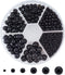 PH PandaHall 1113pcs Mini No Holes Pearls, 6 Sizes Undrilled Imitated Pearl Beads 2.5/4/5/6/7/8mm Black Beads Faux Pearls Loose Beads for Vase Fil...