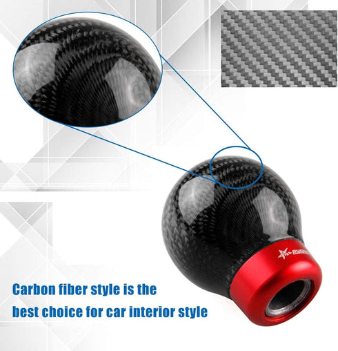 RYANSTAR Carbon Fiber Shift knob Round Ball Racing Gear Shift Shifter Knob Head Manual Car with 8mm/10mm/11mm Adapter...