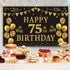 Trgowaul 75th Birthday Backdrop Gold and Black 5.9 X 3.6 Fts Happy Birthday Party Decorations Banner for Women Men Photography Supplies Background...