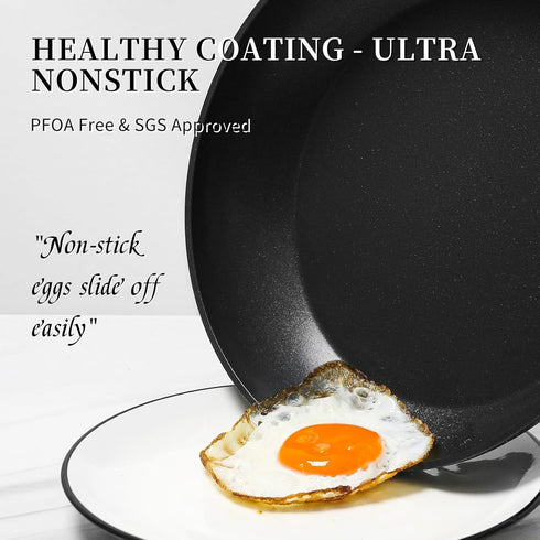 Frying Pan Nonstick - 9.5 Inch Pan,Non Stick Skillet Pans Egg Omelette Pan, Black Nonstick Non Toxic Frying Pan,Oven Safe, Induction Compatible, P...