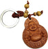 Betterdecor Feng Shui Peach Wood Money Happy Laughing Buddha Key Ring Amulet for Wealth Luck...