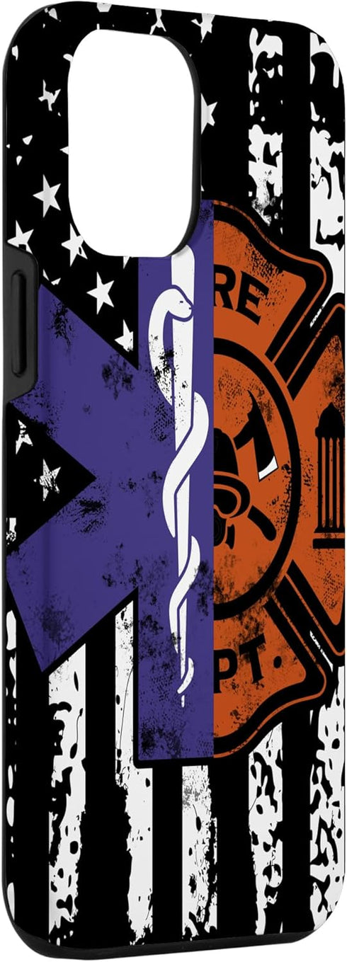 iPhone 12 Pro Max EMT Firefighter Fire Rescue EMT American Flag Gift Case...
