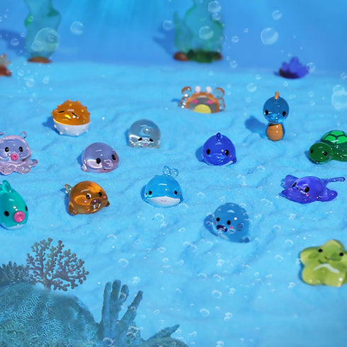 Exasinine 28 Pcs Glowing Marine Animal Figurines Mini Turtle Resin Starfish Aquarium Fish Tank Undersea Animal Landscaping Miniature Fairy Garden ...