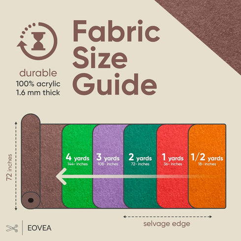 Acrylic Felt Fabric by The Yard - 72" Inch Wide -1.6mm Thick Felt Fabric | Non-Stiff Soft Craft Felt Supplies for DIY Arts & Crafts, Sewing, Patch...