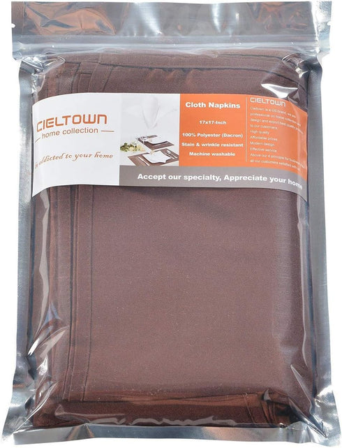 Chocolate Cloth Napkins 1-Dozen, Solid Washable Fabric Napkins Set of 12, Perfect for Weddings, Parties, Holiday Dinner (17 x 17-Inch, Chocolate)...